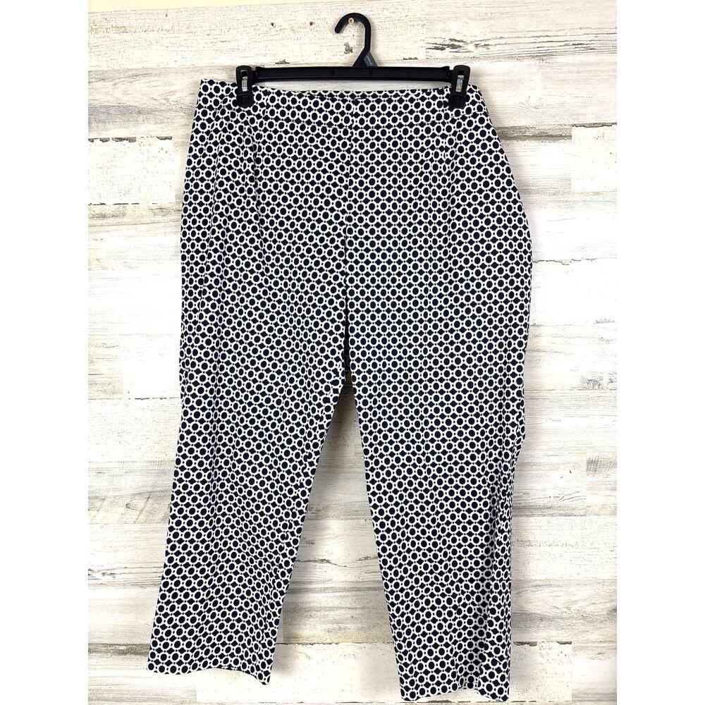 Talbots Womens 18 Plus Black White Geometric Heritage Crop Stretch Pants NEW